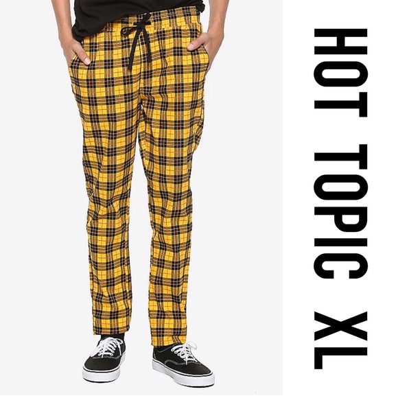 yellow plaid mens pants